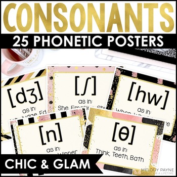 Preview of 25 IPA Consonants Posters - Chic & Glam Music Classroom Decor
