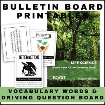 Preview of IQWST Sci 6 LS1 Word Wall + Driving Question Board