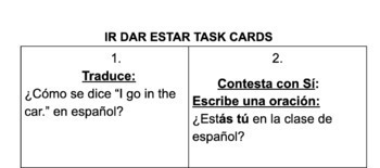 Preview of IR, DAR & ESTAR Task Cards(present tense) with Google Form to input Answers