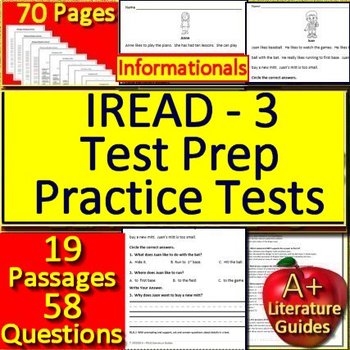 Preview of IREAD-3 Test Prep Practice Tests - Informational Text Passages and Questions