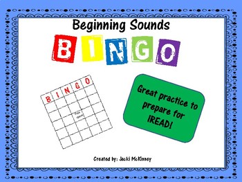 Preview of IREAD Practice Same Beginning Sounds Bingo Game