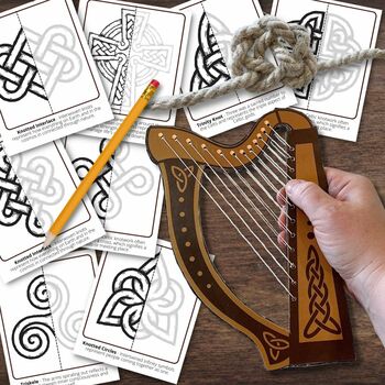 Preview of IRELAND Irish CELTIC Harp Craft, Knot and Tracing Designs Activity