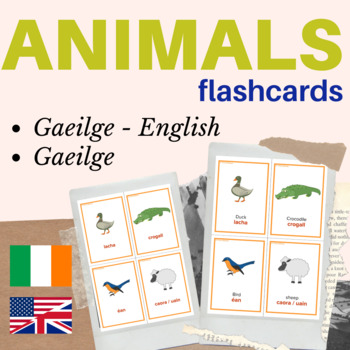 Preview of IRISH GAEILGE animals flash cards