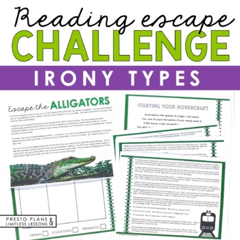 Preview of Irony Presentation & Verbal, Dramatic, Situational Escape Room Reading Activity