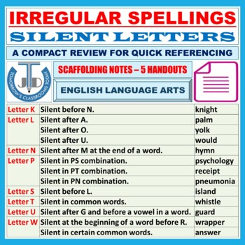 Preview of IRREGULAR SPELLINGS AND SILENT LETTERS: SCAFFOLDING NOTES