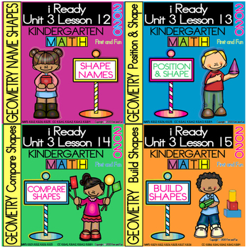 Preview of IReady Math Kindergarten Complete Unit 3 Bundle Comparing and Building Shapes