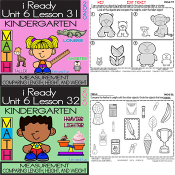 Preview of IReady Math Kindergarten Unit 6 Bundle-Measurement Compare Length, Height Weight