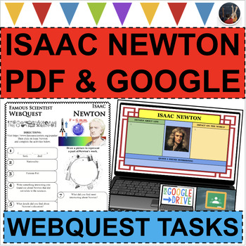Preview of ISAAC NEWTON Science WebQuest Scientist Research Project Biography PDF & DIGITAL