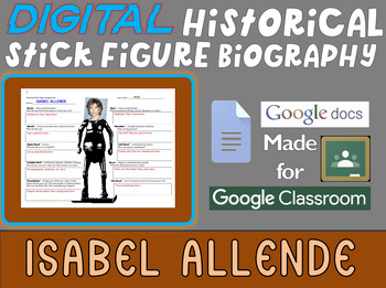Preview of ISABEL ALLENDE Digital Historical Stick Figure Biographies  (MINI BIO)