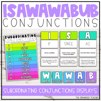 Preview of ISAWAWABUB Subordinating Conjunctions Posters & Display | Literacy Display