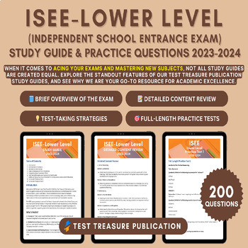 Preview of ISEE Lower Level Test Prep 2023-2024 | Printable PDF Study Guide