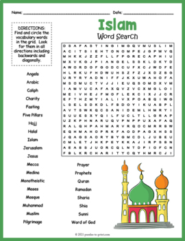 islam religion word search puzzle worksheet activity by puzzles to print