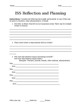 Preview of ISS Reflection and Improvement Plan