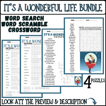 IT S A WONDERFUL LIFE bundle word search word scramble crossword