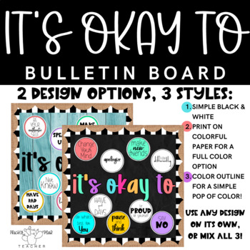 Preview of IT'S OKAY TO - Meaningful Positive Classroom Posters or Bulletin Board