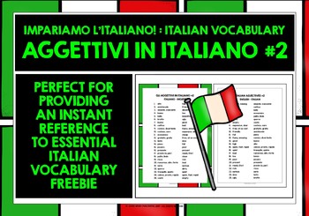 Preview of ITALIAN ADJECTIVES LIST FREEBIE #2