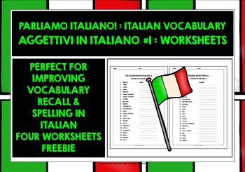 Preview of ITALIAN ADJECTIVES WORKSHEETS FREEBIE #1