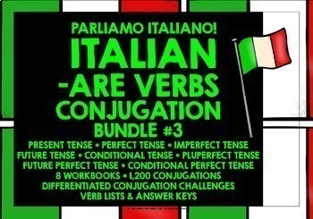 Preview of ITALIAN ARE VERBS QUICK CONJUGATION WORKBOOKS BUNDLE #3