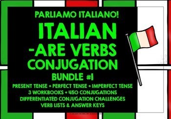 Preview of ITALIAN ARE VERBS QUICK CONJUGATION WORKBOOKS BUNDLE #1