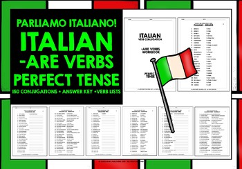 Preview of ITALIAN ARE VERBS PERFECT TENSE CONJUGATION PRACTICE