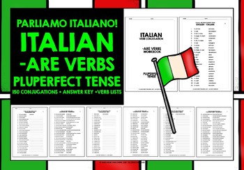Preview of ITALIAN ARE VERBS PLUPERFECT TENSE CONJUGATION PRACTICE