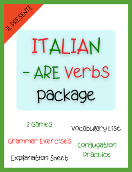 Preview of ITALIAN "-ARE" Verbs Package (Present Tense - Il presente indicativo)