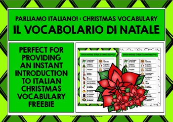 Preview of ITALIAN CHRISTMAS VISUAL VOCABULARY LIST FREEBIE