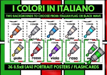 ITALIAN COLORS FLASHCARDS POSTERS