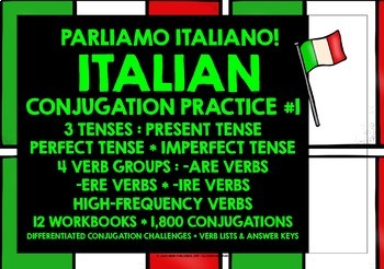 Preview of ITALIAN QUICK CONJUGATION WORKBOOKS 3 TENSES #1