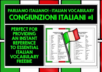 Preview of ITALIAN CONJUNCTIONS LIST FREEBIE #1