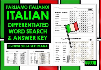 Preview of ITALIAN DAYS OF THE WEEK WORD SEARCH FREEBIE