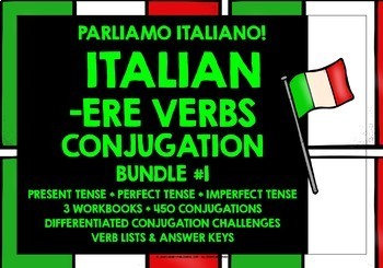 Preview of ITALIAN ERE VERBS QUICK CONJUGATION WORKBOOKS BUNDLE #1