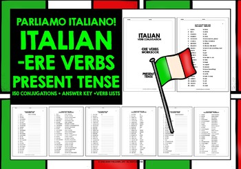 Preview of ITALIAN ERE VERBS PRESENT TENSE CONJUGATION PRACTICE