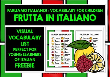 Preview of ITALIAN FRUITS VISUAL VOCABULARY LIST FREEBIE