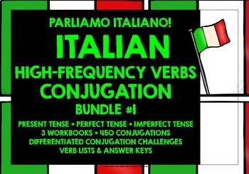 Preview of ITALIAN HIGH-FREQUENCY VERBS QUICK CONJUGATION WORKBOOKS BUNDLE #1