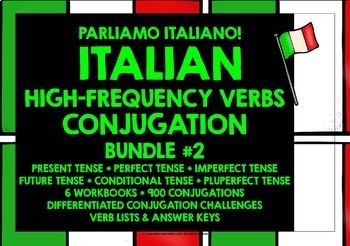 Preview of ITALIAN HIGH-FREQUENCY VERBS QUICK CONJUGATION WORKBOOKS BUNDLE #2