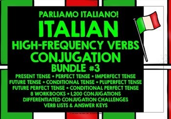 Preview of ITALIAN HIGH-FREQUENCY VERBS QUICK CONJUGATION WORKBOOKS BUNDLE #3