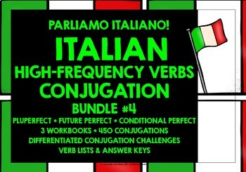 Preview of ITALIAN HIGH-FREQUENCY VERBS QUICK CONJUGATION WORKBOOKS BUNDLE #4