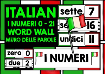 Preview of ITALIAN NUMBERS 0-21 WORD WALL FREEBIE
