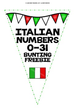 Preview of ITALIAN NUMBERS 0-31 BANNERS FREEBIE