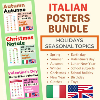 Preview of ITALIAN Poster Bundle | Holidays and Seasonal Topics