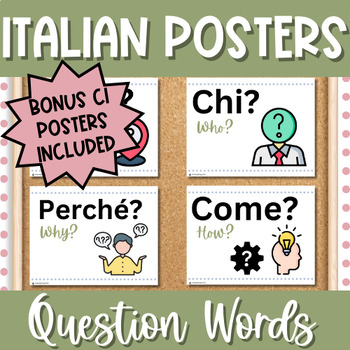 Preview of ITALIAN Question Posters | I Pronomi Interrogativi | Classroom Decor | Word Wall