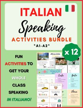 Preview of ITALIAN **Speaking** Activity BUNDLE of 12!!  (A1-A2)