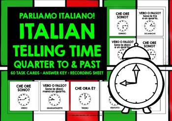 Preview of ITALIAN TELLING TIME TASK CARDS QUARTER TO & PAST