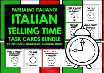 Preview of ITALIAN TELLING TIME TASK CARDS BUNDLE #1