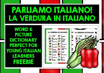 Preview of ITALIAN VEGETABLES VISUAL VOCABULARY LIST FREEBIE