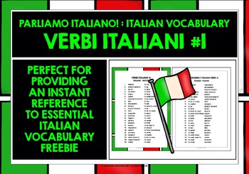 Preview of ITALIAN VERBS LIST FREEBIE #1