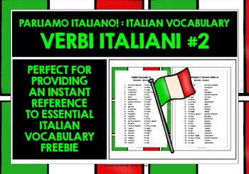 Preview of ITALIAN VERBS LIST FREEBIE #2