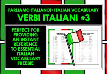 Preview of ITALIAN VERBS LIST FREEBIE #3