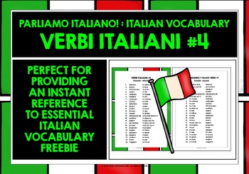 Preview of ITALIAN VERBS LIST FREEBIE #4